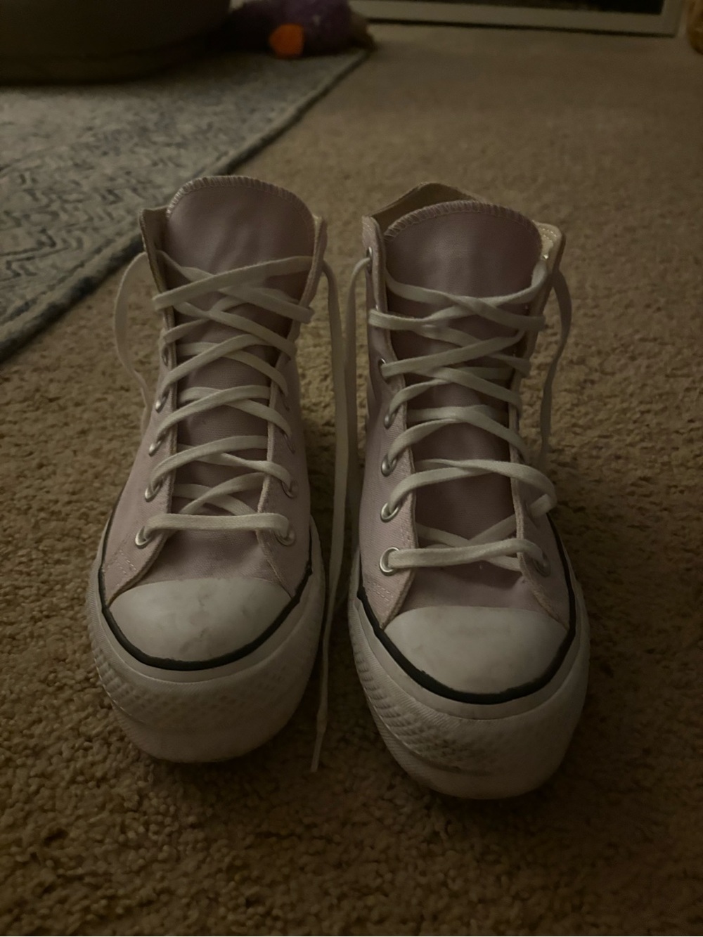 Converse High Top Sneakers in Light Pink and White